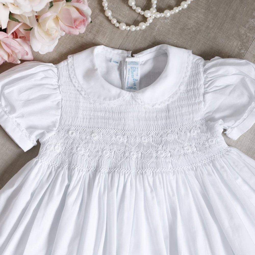 RARE White Heirloom Smocked Dress Feltman Brothers Special Occasion Like New